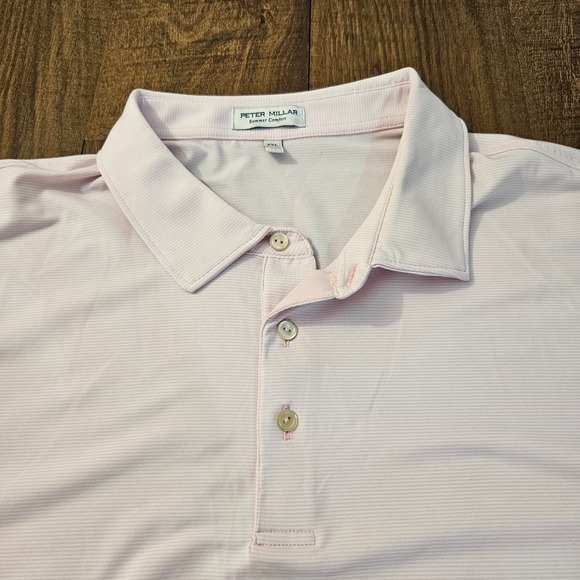 Peter Millar Summer Comfort XXL Pink Striped Golf Polo Shirt Short Sleeve - Picture 3 of 7